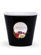 Кашпо для цветов «Цветы», 800 мл, d=12 см, h=11 см, пластиковое, чёрное - фото 60873025