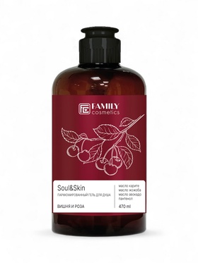 Гель для душа парфюмированный Soul&Skin вишня и роза, 470 мл