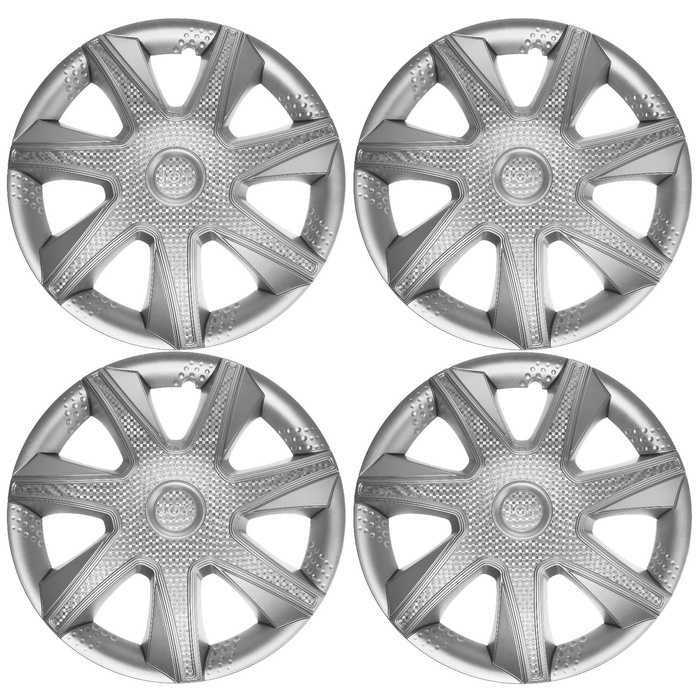 УЦЕНКА Колпаки колесные R16 "ДЖОЙ ", серебристый карбон, набор 4 шт - Фото 1