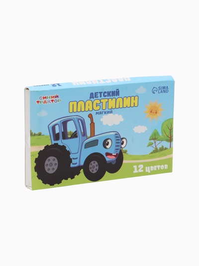 УЦЕНКА Пластилин 12 цветов 180 г, Синий трактор