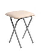 УЦЕНКА Табурет складной, экокожа молочная/металлик - Фото 2