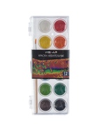 УЦЕНКА Краски акварельные 12 цв, круглые кюветы 28 мм, с кистью, пластиковый пенал, TOP CALLIGRATA 1 - Фото 6