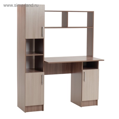 УЦЕНКА Стол компьютерный Клик Мебель, 1230×570×1600 мм, с надстройкой, ясень шимо темный/светлый 426