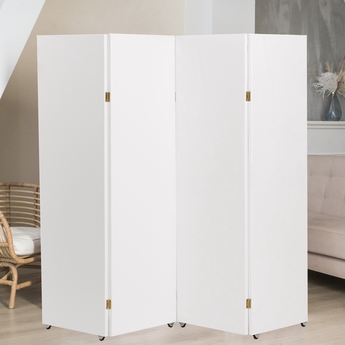 УЦЕНКА Ширма «Белая», 200×160 см (с колесиками) - Фото 1