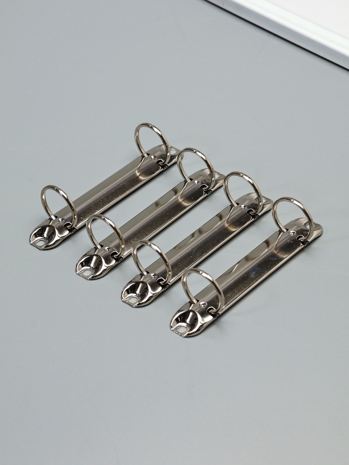 Зажим кольцевой на два кольца, диаметр кольца 3 см, 12.3 см, металл, набор 4 шт. - Фото 1