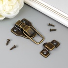 Замок для шкатулок. сундуков, металл под бронзу, с крепежом, набор 3 шт., 5.8×4×1 см - фото 60873102