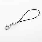 Основа для брелока на нитке с карабином, 6 см, набор 100 шт., чёрно-серебряный - Фото 2