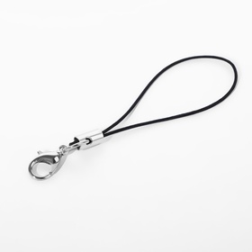 Основа для брелока на нитке с карабином, 6 см, набор 100 шт., чёрно-серебряный
