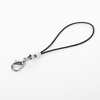 Основа для брелока на нитке с карабином, 6 см, набор 100 шт., чёрно-серебряный