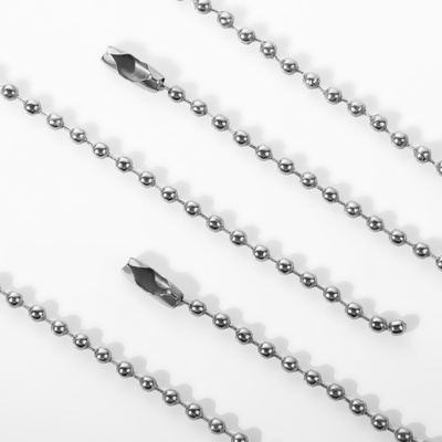 Цепочка-шарики для брелока, d=2.3 мм×10 см, с застёжкой, набор 100 шт., металл под серебро