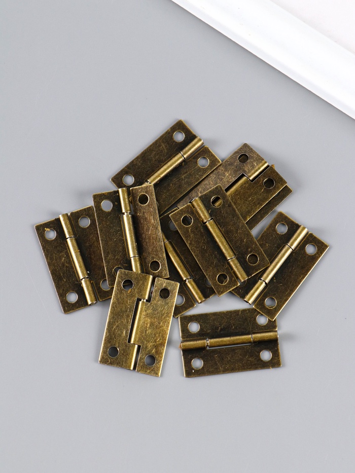 Петля для шкатулки, ключницы, с прямыми углами, металл под бронзу, набор 10 шт., 2.2×3.68 см - Фото 1