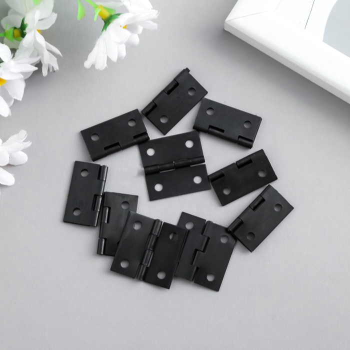 Петля для шкатулки металл с прямыми углами черная набор 10 шт 2,5х2,5 см