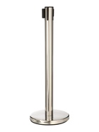 УЦЕНКА Стойка ограждения сер с вытяжной лентой 180 см КРАСН-БЕЛ, высота-90 см, d=6 см, напольный d=32 см - Фото 1