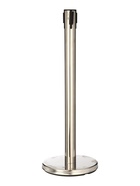 УЦЕНКА Стойка ограждения сер с вытяжной лентой 180 см КРАСН-БЕЛ, высота-90 см, d=6 см, напольный d=32 см - Фото 1