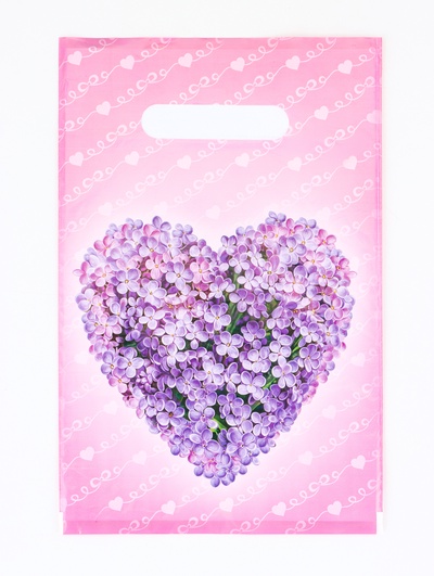 Пакет подарочный «Сердечко», полиэтиленовый с вырубной ручкой, 20×30 см, 30 мкм