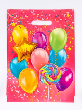 Пакет подарочный «Ассорти» полиэтиленовый с вырубной ручкой, 30×40 см, 50 мкм (50 шт)