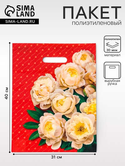 Пакет подарочный «Чувства» полиэтиленовый с вырубной ручкой, ламинированный 31×40 см, 30 мкм