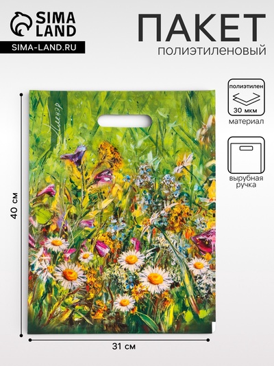 Пакет подарочный «Пленер» полиэтиленовый с вырубной ручкой, ламинированный 31×40 см, 30 мкм