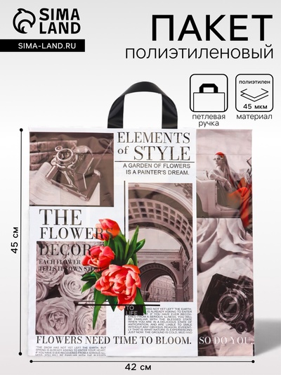 Пакет «Визуал», полиэтиленовый с петлевой ручкой, 42×45 см, 45 мкм