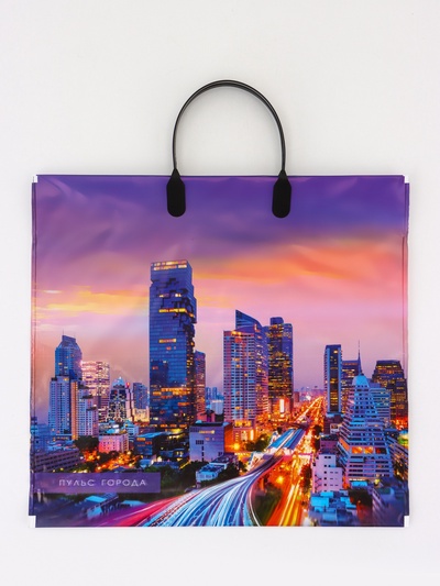 Пакет «Пульс города», полиэтиленовый с пластиковой ручкой, 37×34 см, 80 мкм