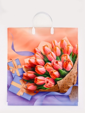 Пакет подарочный «Белиссимо», полиэтиленовый с пластиковой ручкой, 40×44, 100 мкм