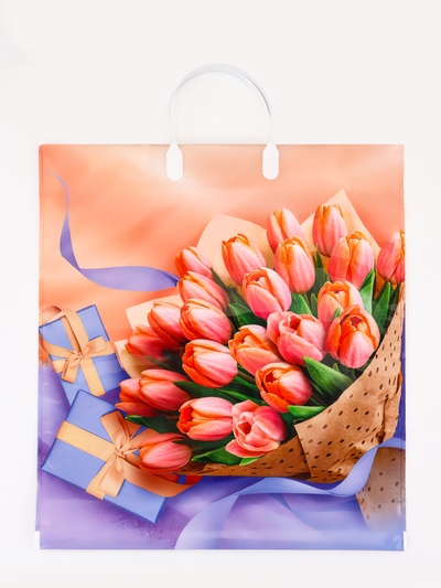 Пакет подарочный «Белиссимо», полиэтиленовый с пластиковой ручкой, 40×44, 100 мкм