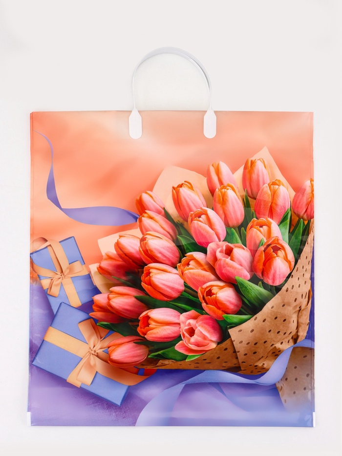 Пакет подарочный «Белиссимо», полиэтиленовый с пластиковой ручкой, 40×44, 100 мкм - Фото 1