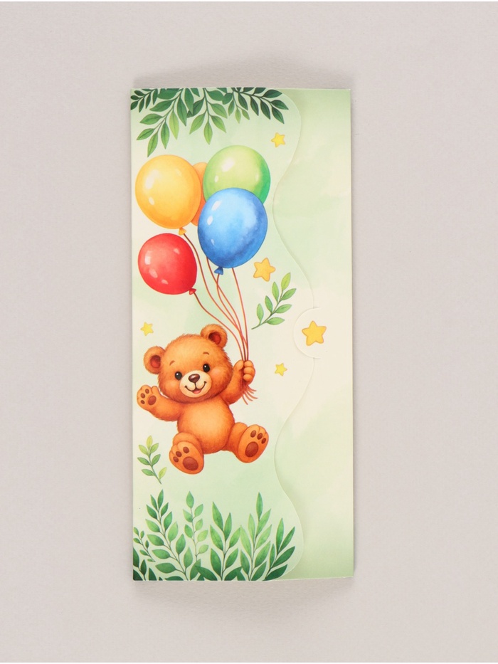 Конверт для денег фигурный «Мишка», 17.5×8 см - Фото 1