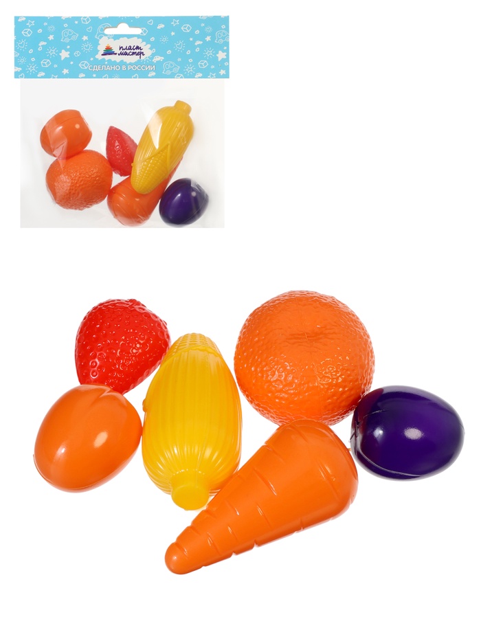 Мини игровой набор «Овощи, фрукты», 6 предметов - Фото 1