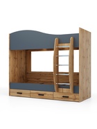 УЦЕНКА Кровать двухъярусная с ящиками, 2030×1090×1700, Дуб вотан/тёмно-серый - Фото 2