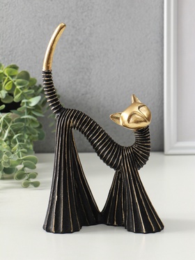Сувенир полистоун "Кошка в клёшах" чёрно-золотая 7,5х15х25 см