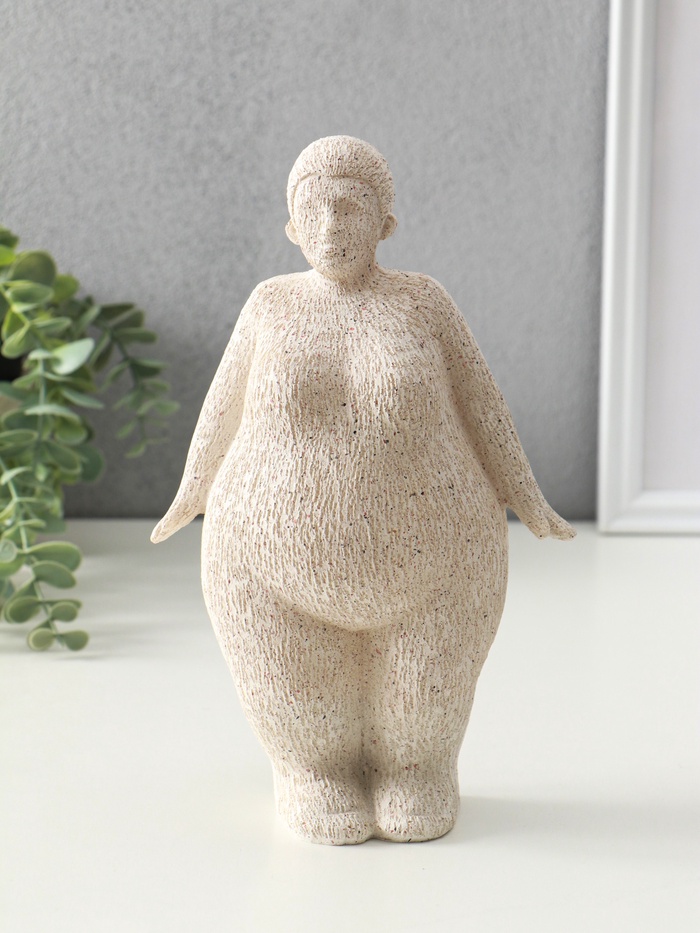 Фигура полистоун «Милая пышечка», белый песок, 9×15.5×25.5 см