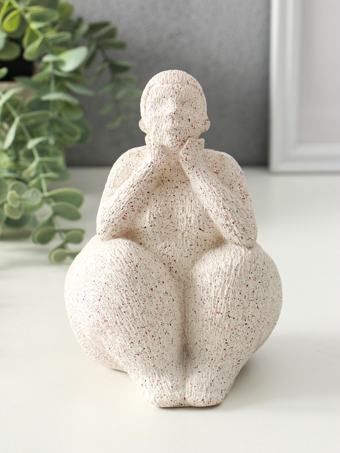 Фигура полистоун «Пышечка. Удивление», белый песок, 11.5×11×16 см