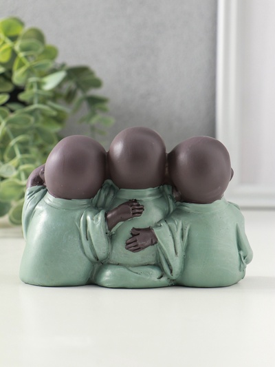 Фигурка полистоун «Маленькие будды - не слышу, не вижу, не скажу», зелёный, 4.6×12.5×8 см