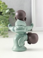 Сувенир полистоун "Маленькие будды - игра в чехарду" зелёно-коричневый 4,7х9,3х11 см - фото 61086867