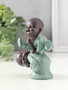 Сувенир полистоун "Маленькие будды - игра в чехарду" зелёно-коричневый 4,7х9,3х11 см - фото 61086868