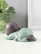 Сувенир полистоун "Маленький спящий будда" зелёно-коричневый 6,5х11х5,3 см - фото 61086872