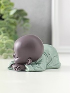 Сувенир полистоун "Маленький спящий будда" зелёно-коричневый 6,5х11х5,3 см - фото 61086873