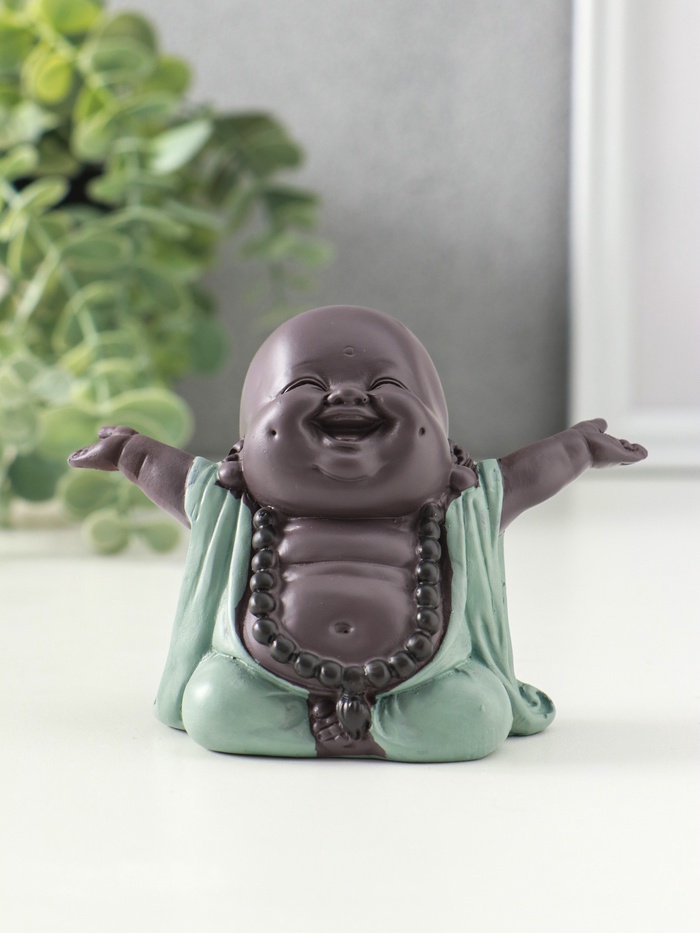 Фигурка полистоун «Счастливый хотей - приветствие солнца», зелёно-коричневый, 5×10.5×7.5 см - Фото 1