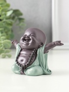 Сувенир полистоун "Счастливый хотей - приветствие солнца" зелёно-коричневый 5х10,5х7,5 см - фото 61086878