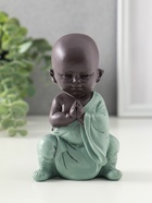 Сувенир полистоун "Маленький будда - медитация" зелёно-коричневый 5,8х7,7х12,3 см - фото 809327027