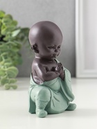 Фигурка полистоун «Маленький будда - медитация», зелёно-коричневый, 5.8×7.7×12.3 см - фото 61086891