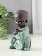 Фигурка полистоун «Маленький будда - медитация», зелёно-коричневый, 5.8×7.7×12.3 см - фото 61086893