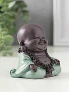 Сувенир полистоун "Маленький будда - Абхайя-мудра" зелёно-коричневый 8х6х6 см - фото 61086901