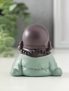 Сувенир полистоун "Маленький будда - Абхайя-мудра" зелёно-коричневый 8х6х6 см - фото 61086902