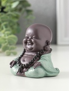 Сувенир полистоун "Маленький будда - Абхайя-мудра" зелёно-коричневый 8х6х6 см - фото 61086903