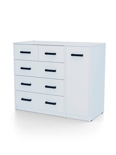 УЦЕНКА Комод 5 ящиков с дверью, 1100×480×900, Белый