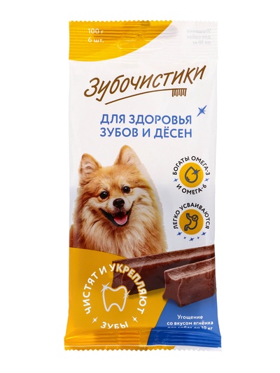 Жевательные палочки «Зубочистики» для собак мелких пород, со вкусом ягненка, 100 г