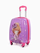 УЦЕНКА Чемодан дет Девочка 18", 30×21×43 см, отд на молнии, 4 колеса, сиреневый 10958702