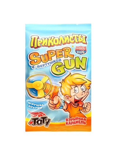 Взрывная карамель «Приколисты. Super Gun с вертушкой», с игрушкой и татуировкой, 1 г